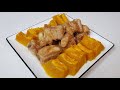 家常菜【南瓜蒸排骨】【Steamed pumpkin with pork ribs】吃起来香喷喷的，甜绵绵的