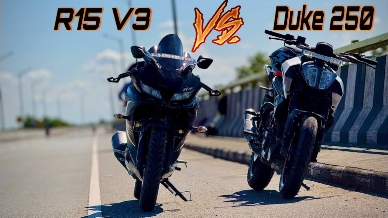 Yamaha R15 V3 vs Duke 250 Drag Race | Unexpected Results🔥 #yamahar15 #ktm #ktmduke #gopro 