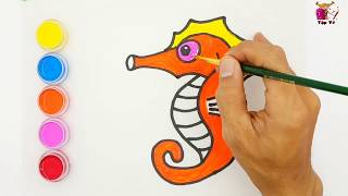 Vẽ Và Tô Màu Cá Ngựa | Draw And Color Seahorses - Youtube