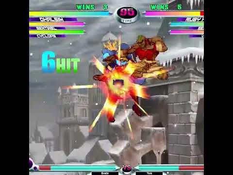 Mvc2 Dhalsim 80% rushdown, midair crossup reset flying screen deterioration DHC to HSF sequence
