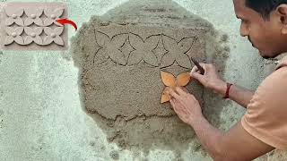 Beautiful 3D Flower Wall Design 🌸 | Cement Plaster Art Tutorial | Step By Step