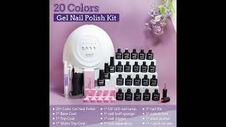 JODSONE 20 Colors Gel Nail Polish Kit with U V Light Base Top Matte Coat
