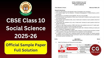 CBSE Class 10 SST Sample Paper 2025-26 Full Solution | CBSE Official Paper Explained