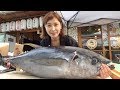 Japanese Food - The Hottest Sales Girl's Giant Tuna Fish Cutting Show