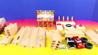 Disney Pixar Cars Wooden Sheriffs Racen Chase Wood Track Playset With Lightning Mcqueen