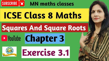 ICSE Class 8 Maths ch 3 || Squares And Square Roots|| Ex 3.1|| Understanding Mathematics