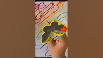 Easy Beautiful Thread Painting Design | how to paint using thread | String pull technique #shorts