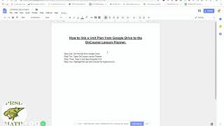 Creating a link from Google Drive to OnCourse Lesson planner