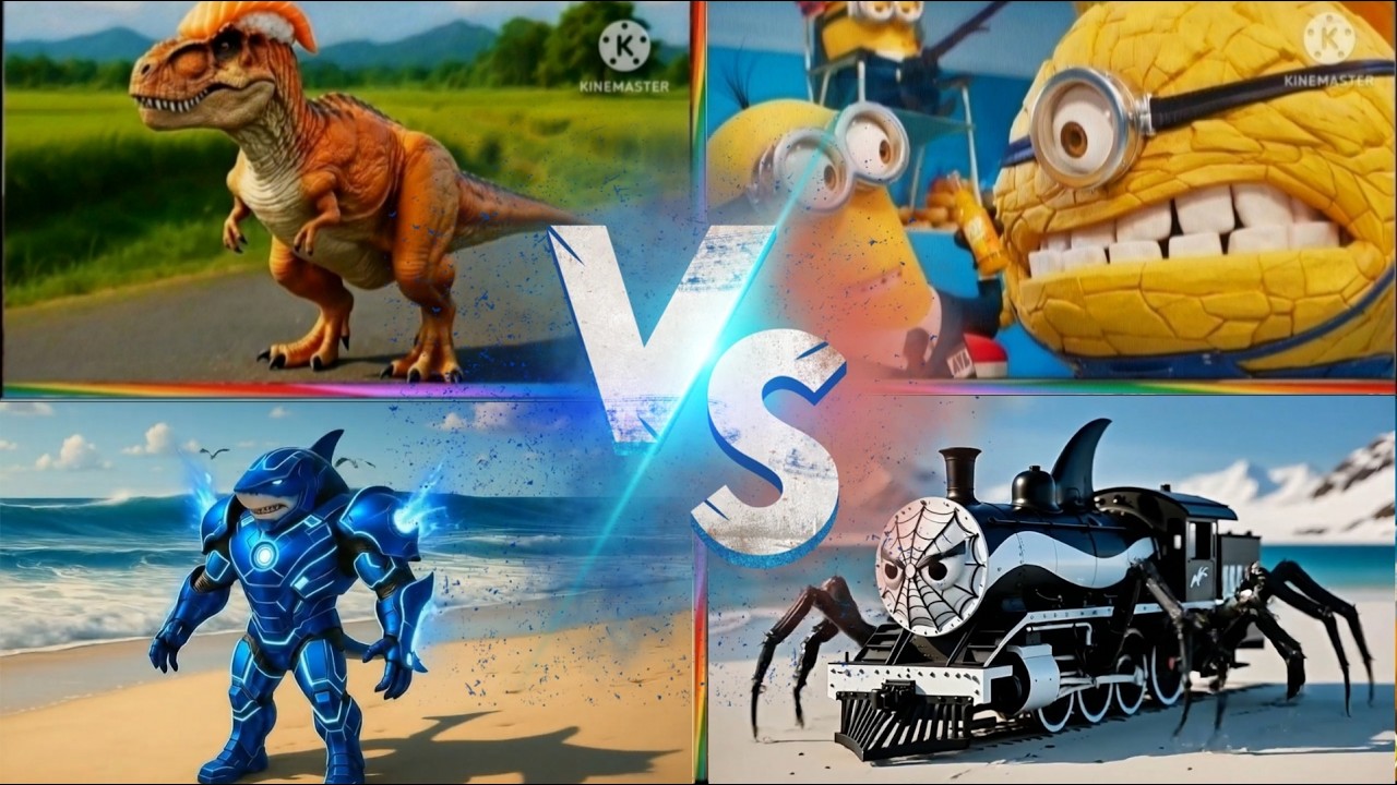 BRAINROT DINOSAUR🆚️MEGA MINIONS🆚️IRON MAN🆚️BUS-TILES HOP EDM RUSH