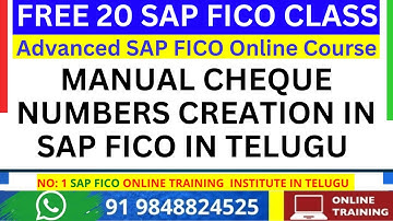 MANUAL CHEQUE NUMBERS CREATION IN SAP FICO IN TELUGU SAP FICO