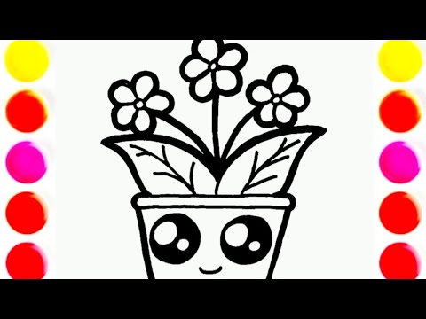 Coloring Book Or Page For Kids. Potted Flower Black And White Vector  Illustration Royalty Free SVG, Cliparts, Vectors, and Stock Illustration.  Image 167975779.