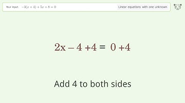 Solve -3(x+4)+5x+8=0: Linear Equation Video Solution | Tiger Algebra