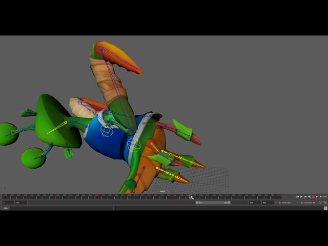 Animating a Low-Poly Character in Maya (Mantis, Part 6 - Death, Timelapse)