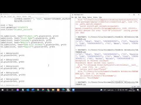 CREATING A STUDENT REGISTRATION DATABASE/ Applying text file Handling/MySQL database using python