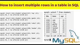 How to insert multiple rows in a table in SQL | INSERT command in SQL | Learn To Code