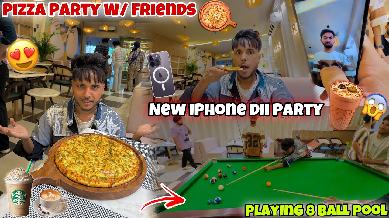 Pizza Party W/ Friends😍* PLAYING 8 BALL POOL * || New IPhone 16 Pro Max Dii Party🔥😱