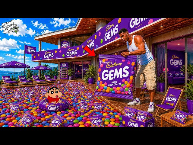 GTA V: Franklin And Shinchan Turn Their House Into A Gems Chocolate House In GTA 5 Telugu | #gta5