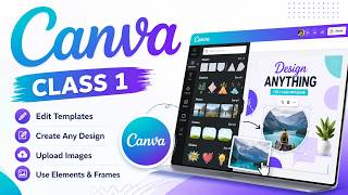 Canva Class 1 Tutorial | Edit Templates, Create New Design, Upload Images & Use Frames