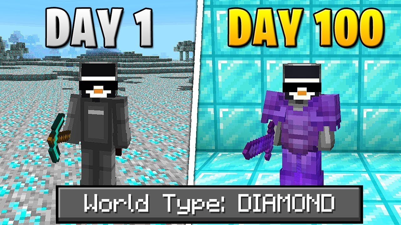 I Survived 100 Days Of Hardcore Minecraft, In A Diamond Only World ...