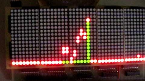 Spectrum analyzer with DIY LED matrix display connected via SPI to PIC18F452 doing FFT