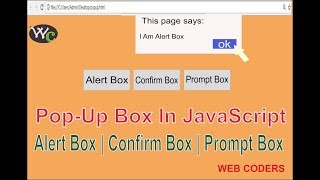 How To Create Pop-up box Using JavaScript | Alert Box, Confirm Box,Prompt Box