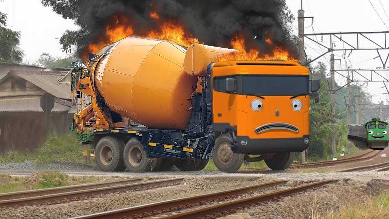Wow Ada Truk Kontainer Besar, Truk Beton, Truk Molen, Bus Telolet Mirip Chris Dan Teman Teman Tayo