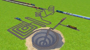 AI TRAINS CROSSING BY SQUARE CIRCLES CHASM RAILROAD TRACKS ZIG ZAG TRACKS/train wold4 