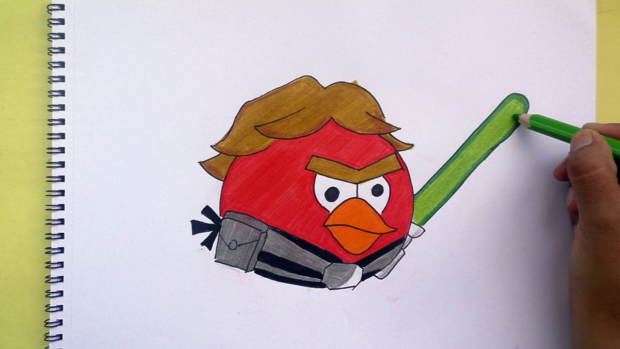Dibujando y coloreando a Luke Skywalker (Angry Birds)- Drawing and coloring  Luke Skywalker - YouTube