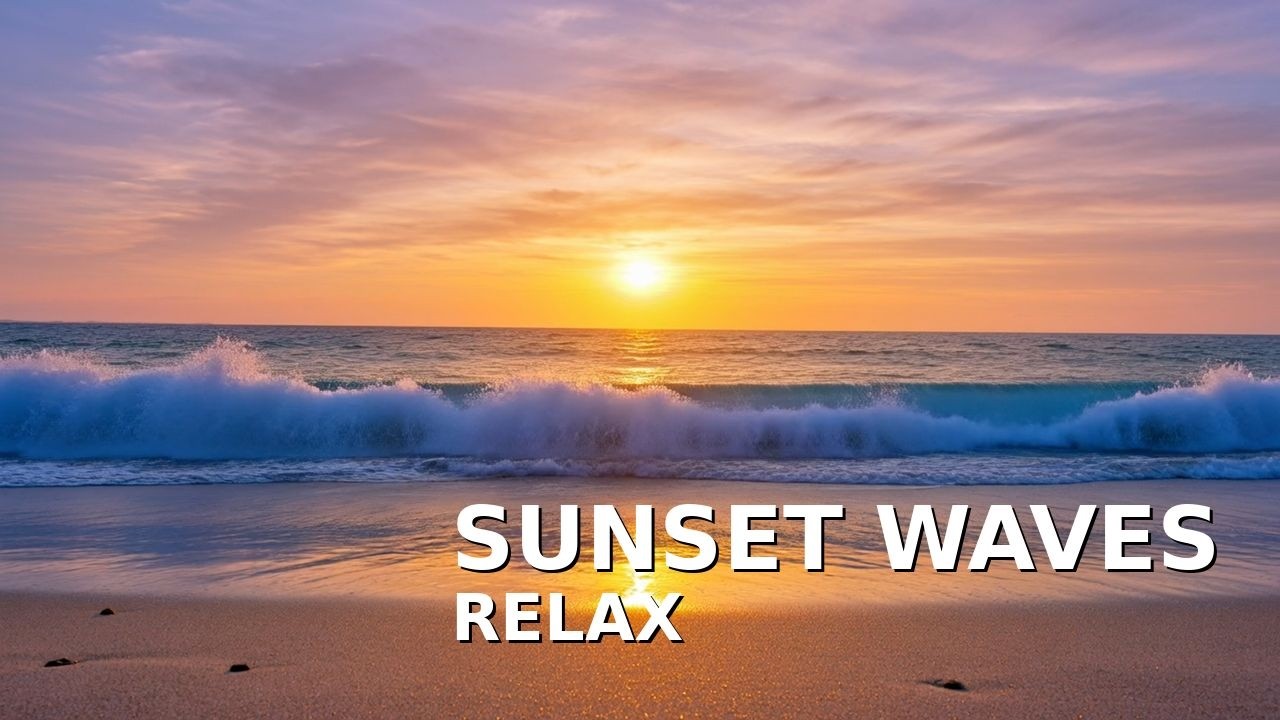 Relaxing Ocean Waves 🌊 Sunset Beach Ambience (No Music)