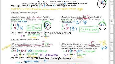 PreCalculus Chapter 4A - Video 2: Arc Length, Linear Speed, and Angular Speed