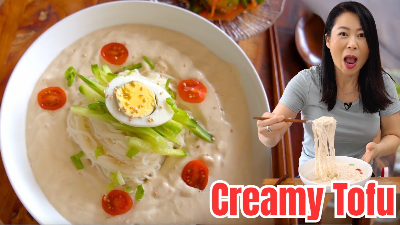You won't believe it❗️ DELICIOUS CREAMY Noodles made with TOFU❗️ 🧊COLD Soybean Korean Noodles 🌱콩국수