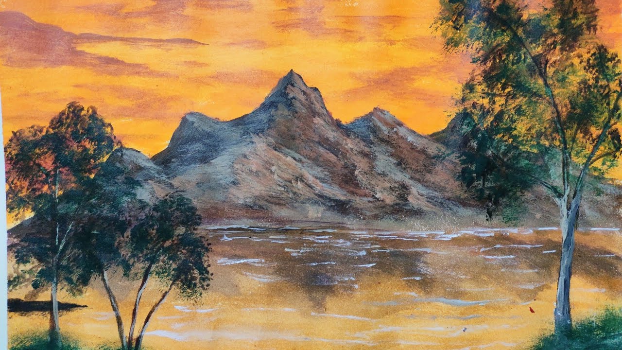 Easy mountain painting 2 , how to paint mountain for