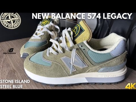 New Balance 574 Legacy Stone Island Steel Blue On Feet