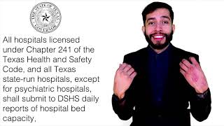 Video description: [a latino bearded young male interpreter in a black
suit, white shirt, and tie, interprets front of the state texas seal.
on lef...