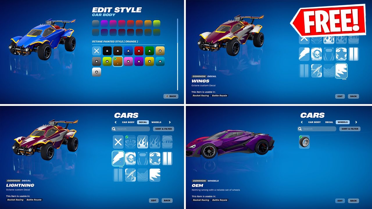 Rocket League Season 1 Rocket Pass cars, wheels and other rewards