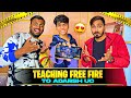 Teaching free fire to omegle king adarshuc 1 vs 1 battle for first time