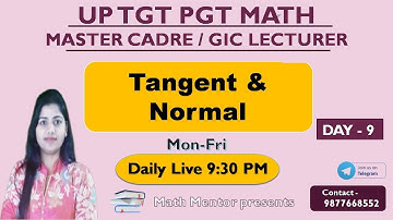 #9 Tangent & Normal For Master cadre | UP TGT | UP PGT | GIC
