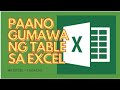 PAANO GUMAWA NG TABLE SA EXCEL -TAGALOG TUTORIAL | PINOYTUTORIAL TV