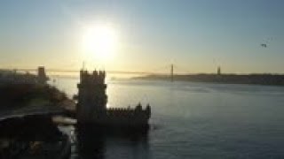 Aerials of almost empty central Lisbon