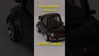 Hot Wheels Porsche 911 tooned wheel swap #hotwheels #hotwheelscustom #diecastcars #porsche