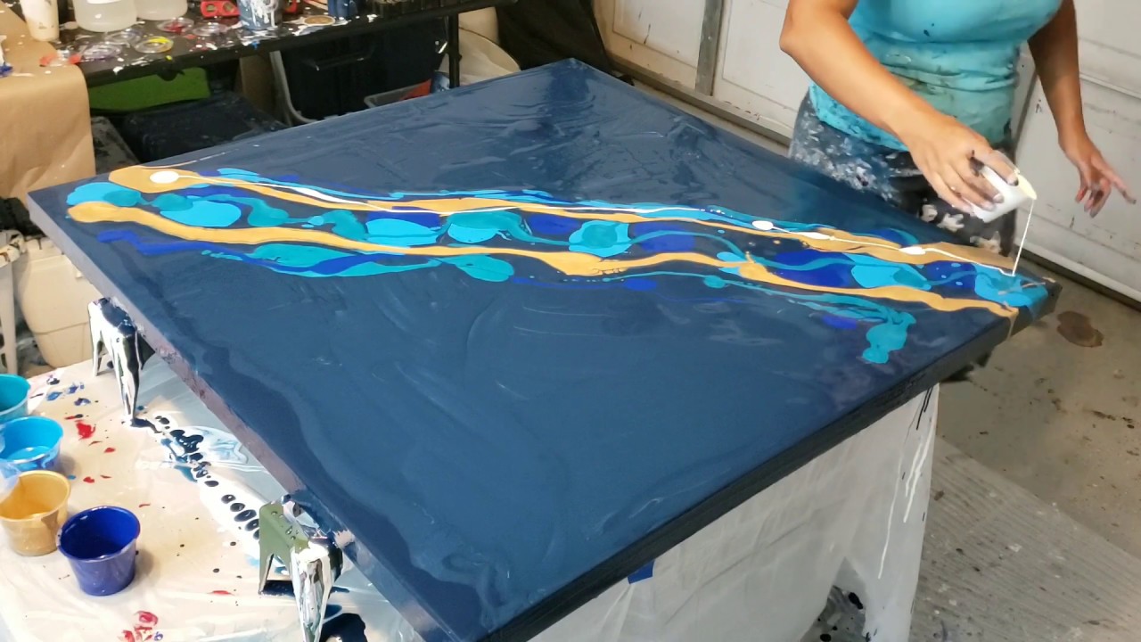 My Art Studio And 3ft By 3ft Acrylic Pour Fluid Art