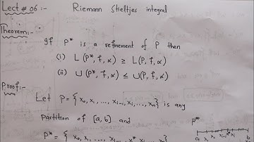 Lect.6 theorem on riemann stieltjes integral | Riemann stieltjes integral theorem | Riemann theorems