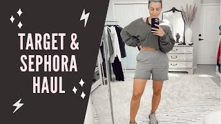 TARGET AND SEPHORA HAUL|SWEAT SHORTS, BATHROOM & PANTRY ORGANIZATION, SKINCARE, & THE PERFECT HOODIE