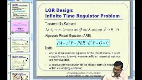 Mod-11 Lec-27 Linear Quadratic Regulator (LQR) Design - 1