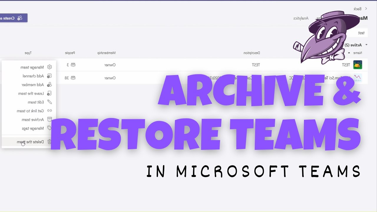 How to archive & restore teams in MS Teams YouTube