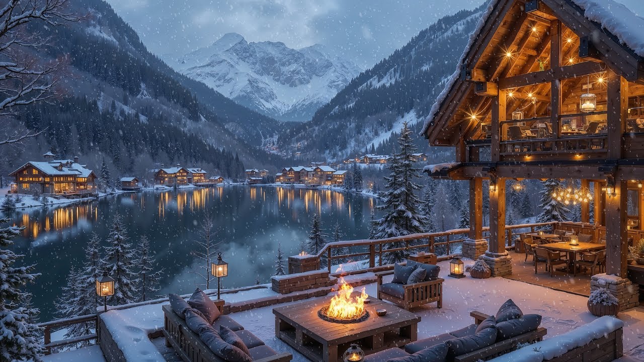 Нежная джазовая фортепианная музыка ❄️ Тепло горящего камина и зимнего пейзажа | Снятие стресса