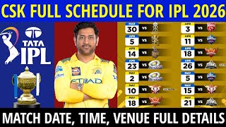 IPL 2026 : Chennai Super Kings Match Schedule | CSK Match Schedule 2026 | CSK 2026 Schedule screenshot 2