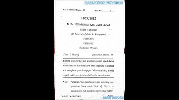 RADIATION PHYSICS Paper (MSc physics) (dual degree chemistry 8th sem)