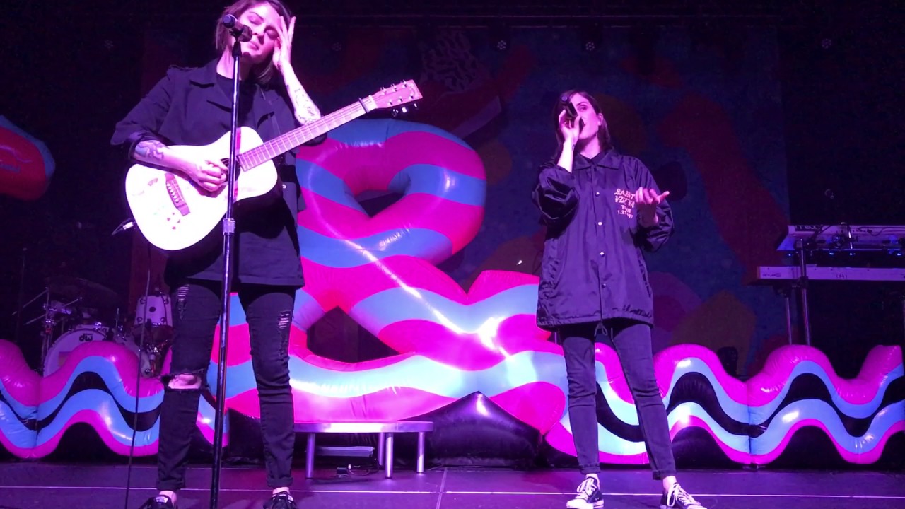 Tegan and Sara banter - Sara talking to VIP section & stomach cancer - Charlotte, NC - 8 June 2017