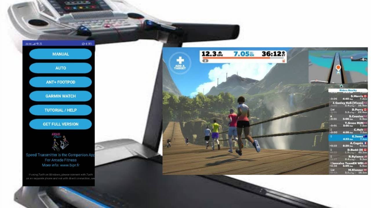 วิ่งบนลู่วิ่งในบ้านด้วย ZWIFT โดยใช้แอป Treadmill Speed Transmitter แทน